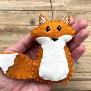 Personalized Christmas Ornament, Felt Fox Christmas Ornament, Wool Fox Christmas Ornament, Orange Fox Ornament