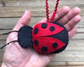 Personalized Ladybug Ornament, Felt Christmas Ornament, Personalized Christmas Ornament
