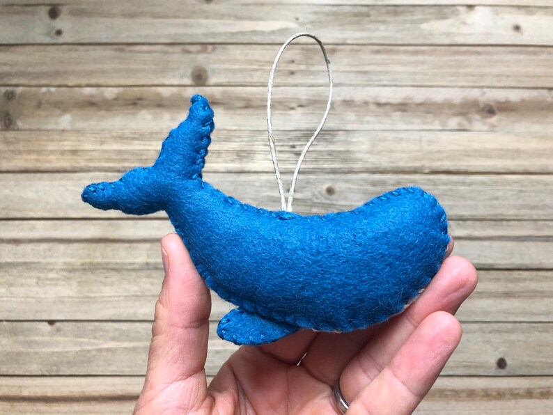 Blue Whale Ornament Felt Whale Ornament Blue Whale Christmas Etsy
