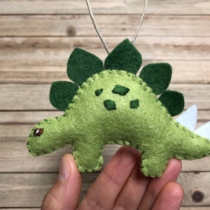 Personalized Dinosaur Ornament, Felt Dino Ornament, Stegosaurus Christmas Ornament