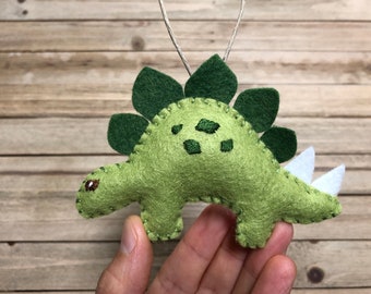 Personalized Dinosaur Ornament, Felt Dino Ornament, Stegosaurus Christmas Ornament