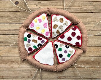 Personalized Pizza Ornament, Wool Felt Pizza Christmas Ornament