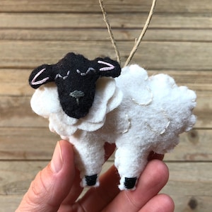 Personalized Sheep Ornament, Sheep Christmas Ornament, Wool Felt Sheep Christmas Ornament, Lamb Ornament