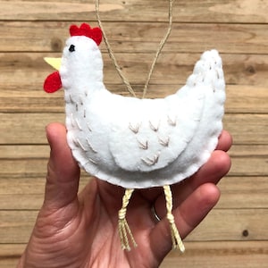 Personalized Wool Felt Chicken Ornament: Custom Colors Available