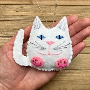 Personalized Felt Cat Christmas Ornament: Hand Stitched Keepsake