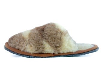 Chinelos de lã natural | Lã de ovelha e feltro ecológicos | Sapatos macios, quentes e respiráveis para casa