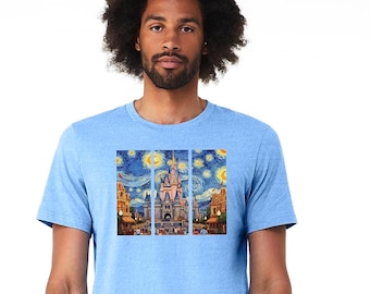 Starry Night Disney Castle Shirt – Van Gogh Style Graphic Tee
