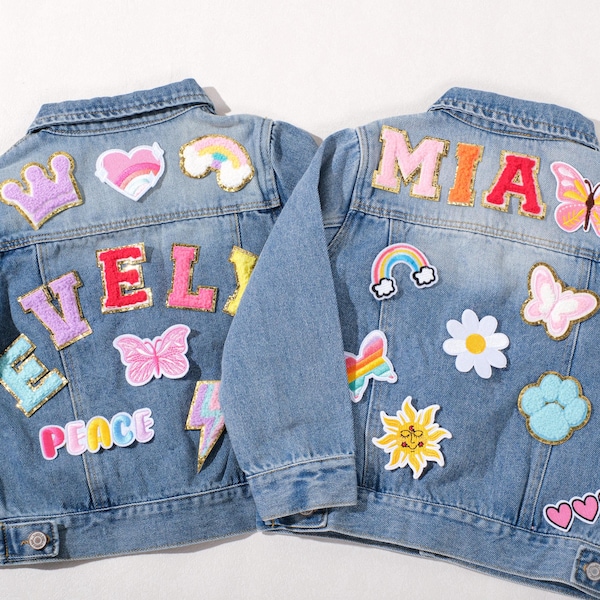 Personalized Kids Denim Jacket: Custom Name & Applique Patches