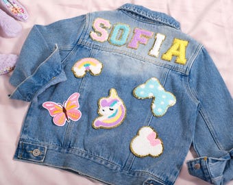 Personalized Kids Denim Jacket – Custom Name Applique Jean Jacket for Toddlers, Unique Birthday Gift