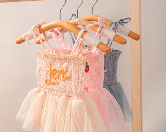 Custom Embroidered Baby Tutu Dress: Personalized Romper, Cake Smash Outfit