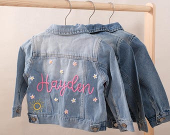 Personalized Embroidered Kids Denim Jacket: Custom Name Gift