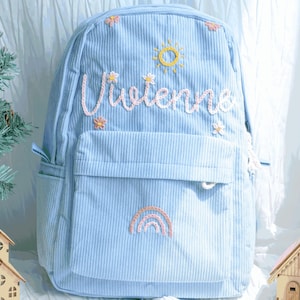 Kinder Rucksack | Strapazierfähiger Cordstoff | Personalisierter Name für die Schule