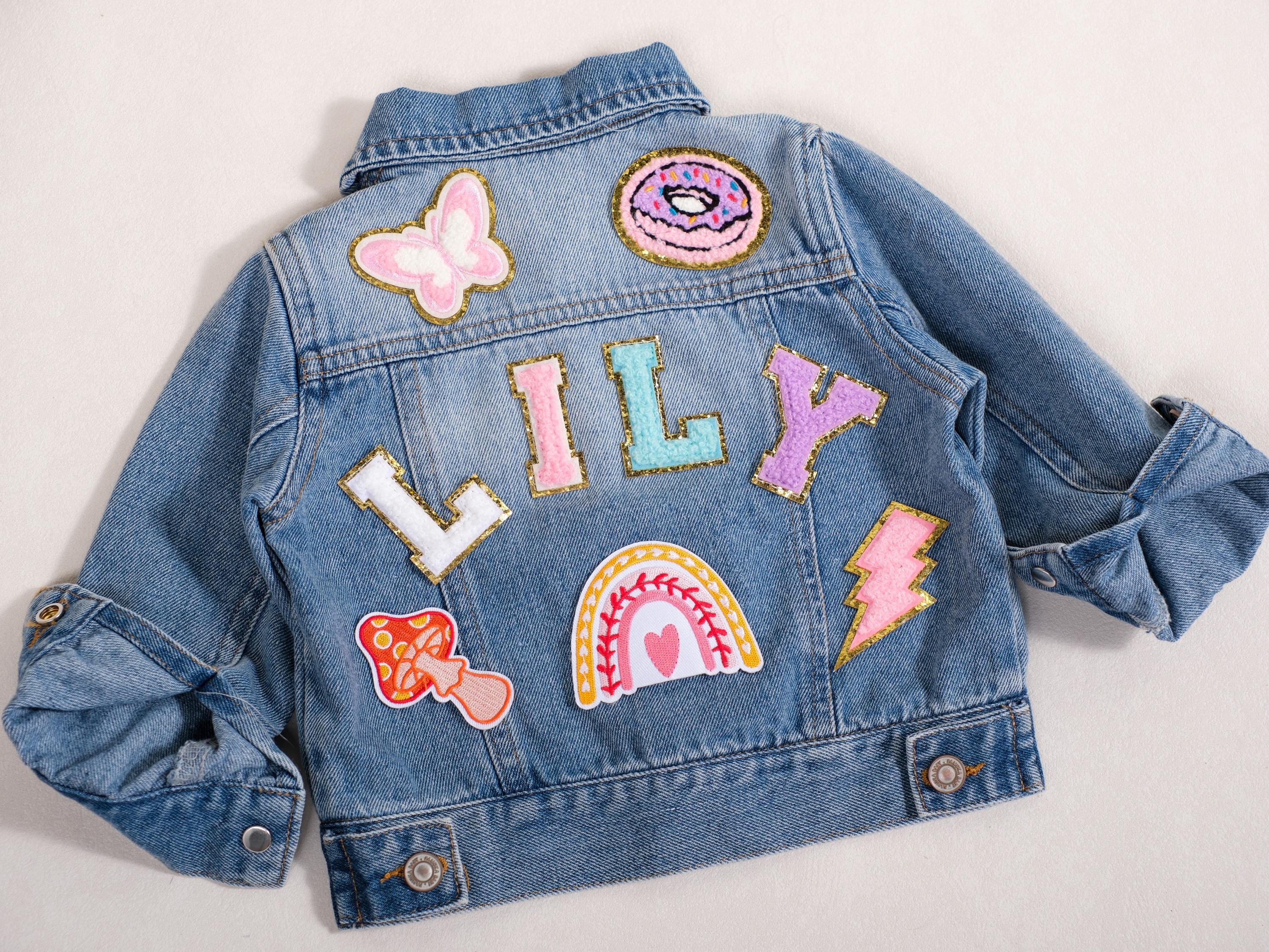 Personalized Kids Denim Jacket - Custom Embroidered Name & Patch Design Gift for Toddlers