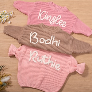 Personalized Hand embroidered Name Baby Sweater,Pink Baby Girls Sweater With Name,Custome Baby Name Sweater,Birthday Gift For Baby Girls Boy