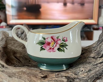 Vintage Floral Ceramic Gravy Boat