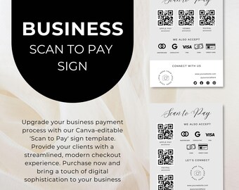 Scan to Pay Sign Business Canva Gray Minimal Clean Luxury Template Printable