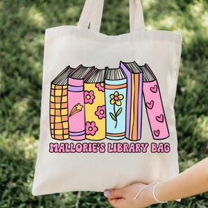 Personalized Kids Library Bag, Custom Library Tote, Library Bag for Kids, Gift for Readers, Kids Tote Bag, Gift for Kids, Groovy Library Bag