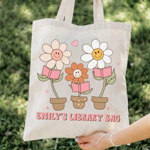 Custom Kids Tote Bag, Personalized Library Bag, Tote Bag Personalized, Groovy Library Bag, Kids Custom Tote Bag, Personalized Bag for Books
