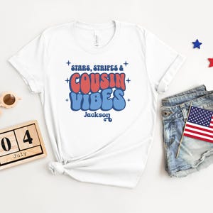 Personalized Cousin Crew 4th of July Tee, Stars Stripes and Cousin Vibes, Matching Cousin Shirts, 4th of July Shirts, Cousin Crew 2025 Shirt