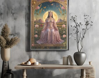 The Empress Tarot Printable Wall Art – Goddess of Fertility, Beauty & Creation (Set of 4)