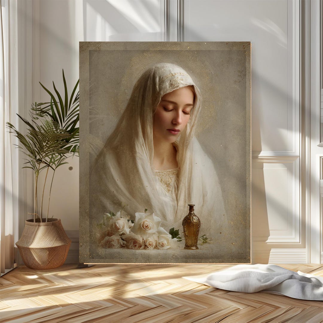 Magdalene With Roses Mary Magdalene Devotional Art Print – Roses & Sacred Bottle - Etsy