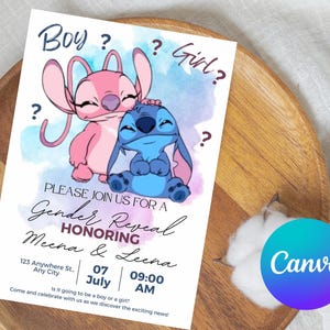 Stitch Birthday Invitation | Editable & Printable Template | Cute Stitch Party Invite | Canva Template | Instant Download