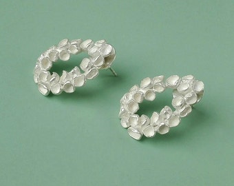 Large Blossom Earrings / Ear studs / Silver / Flower Loop / Silver Earrings / Romantic Earrings / Bridal Jewelry / Elegant / Nature inspired