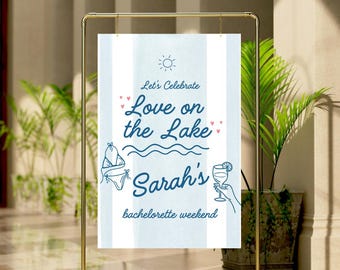 Love on the Lake Bachelorette Welcome Sign: Editable Canva Template