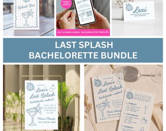 Last Splash Invitation, Itinerary Game Bundle, Tropical Party Decor, Coastal Themed Bachelorette, Charleston Bach, Canva Template