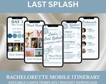 Digital Bachelorette Itinerary Template, Last Splash Themed Bachelorette, Coastal Bach Invite and Itinerary, Tropical Bach, Instant Download