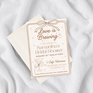 Editable Love Is Brewing Bridal Shower Invitation | Espresso Martini Canva Template | Instant Download