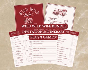 Wild Wild Wife Party Invitation, Itinerary, Bachelorette Games Bundle, Western Bachelorette, Canva Template, Western Bach Weekend