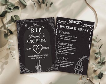 Editable RIP Single Life Bachelorette Invitation & Itinerary: Bride or Die Canva Template, Digital Download