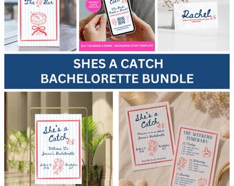 Lobster Bachelorette Itinerary, Game Bundle, Last Toast, She's a Catch Bachelorette Party Invite, Fishermancore Bach Party,  Charleston Bach