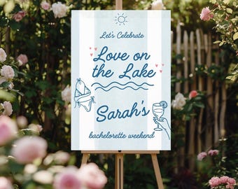 Love on the Lake Bachelorette Welcome Sign: Editable Canva Template