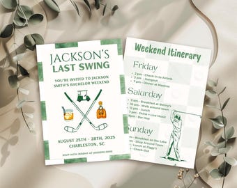 Editable Golf Bachelor Party Invitation Template: Country Club Theme (Canva Template