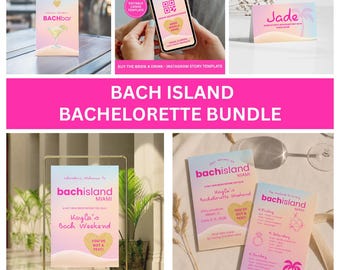 Bachelorette Island Invitation, Itinerary Game Bundle, Tropical Party Decor, BachIsland, Loveisland Themed Bachelorette, Canva Template
