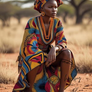 African Warrior Woman Digital Wall Art – Tribal Ethnic Printable Poster – Bold Feminine Strength Home Decor
