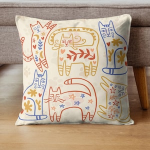Cute Cartoon Cat Faces Pillow – Kawaii Kitty Throw Cushion for Cat Lovers