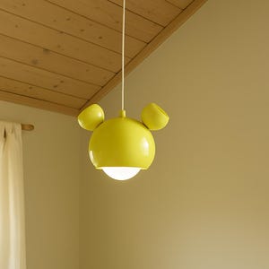 Yellow Pendant Light for Kids – Cheerful Nursery Ceiling Lamp, Handmade Playroom Lighting, Fun Light for Toddlers