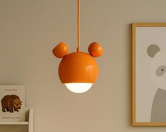 Handgemachte orange Pendelleuchte - Kinderzimmer-Deckenlampe