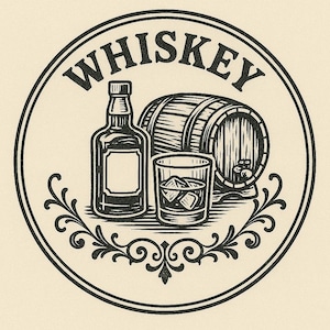 Sous-verre en bois gravé | Design WHISKEY & baril – Style vintage Old Tennessee | Gravure laser artisanale