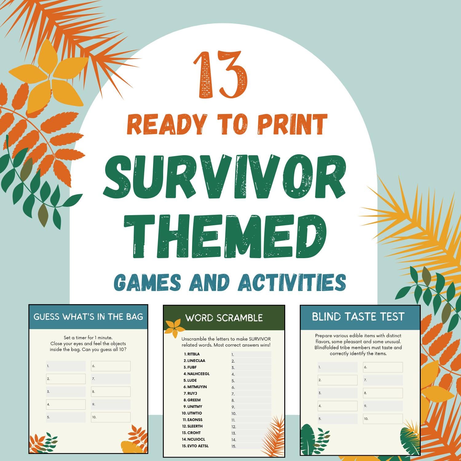 Survivor Printable Games Canada