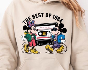 Retro grafische hoodie uit 1984, vintage cassettetrui