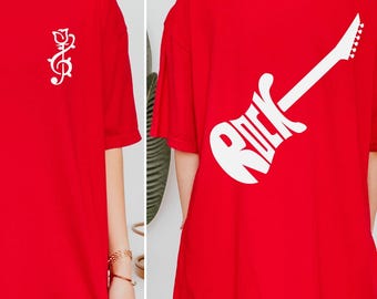 Comfort Colors Rock Guitar Back Print Tee, Musician Gift