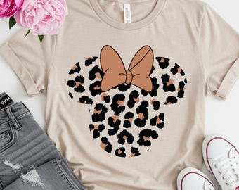 Minnie Leopardenmuster Shirt, Safari Disney Tee