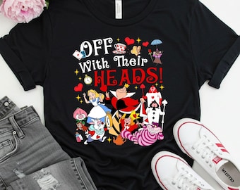 Alice i Underlandet skurkskjorta, hjärter dam med huvudet på t-shirt, Disneyland-skjorta, resa till Magic Kingdom-t-shirt, Disney-familjesemester
