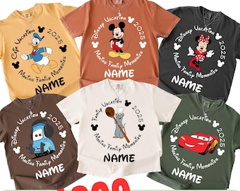 Comfort Colors Custom Name Disney Characters Shirt, Personalized Disney Shirt, Disney Family Trip Shirt, Walt Disney All Characters Shirt