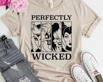 Perfectly Wicked Disney Villains T-Shirt, Bad Witches Club Evil Queen Shirt, Disneyworld Shirt, Disneyland Family Trip Shirt, Halloween Gift