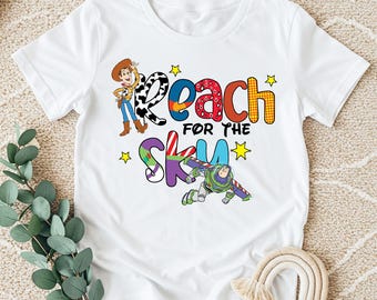 Camiseta de Toy Story "Alcanza el cielo", camiseta de vacaciones familiares de Disney
